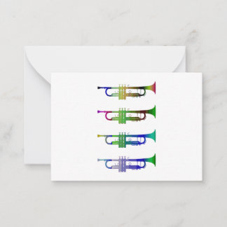 Colourful fun jazz trumpets Flat Note Card