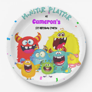 Colourful Fun Kawaii Monster Round Paper Plate