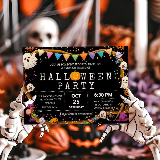 Colourful Fun Kids Halloween Party Invitation (Creator Uploaded)