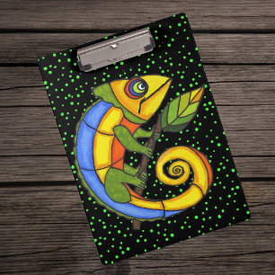 Colourful Fun Lizard Branch Dots Clipboard