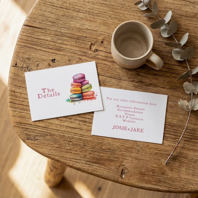 Colourful fun macaroons wedding Details Enclosure Card (Colorful fun macaroons wedding Details Enclosure Card.)