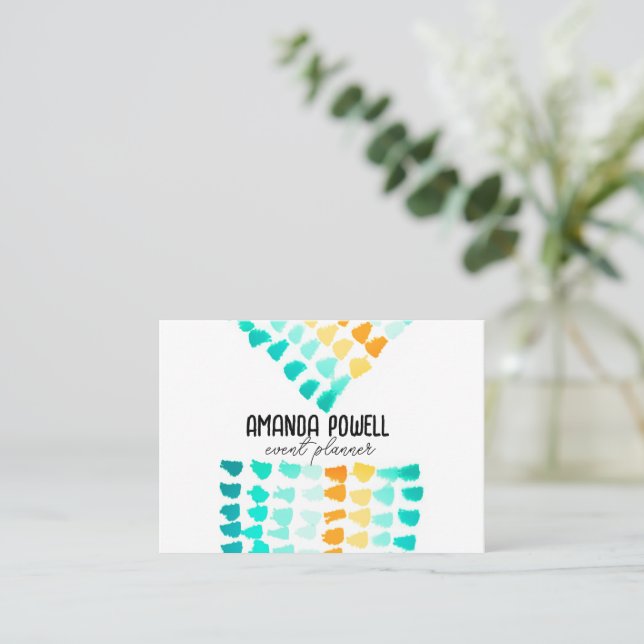colourful fun modern clean patterned custom  business card (Standing Front)