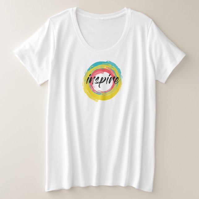 Colourful, fun, modern vibrant cool design Inspire Plus Size T-Shirt (Design Front)