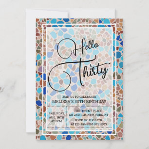 Colourful & Fun Mosaic Hello Thirty 30th Birthday Invitation