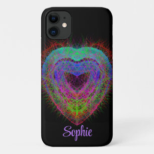 Colourful fun neon Graffiti sparkling heart design Case-Mate iPhone Case