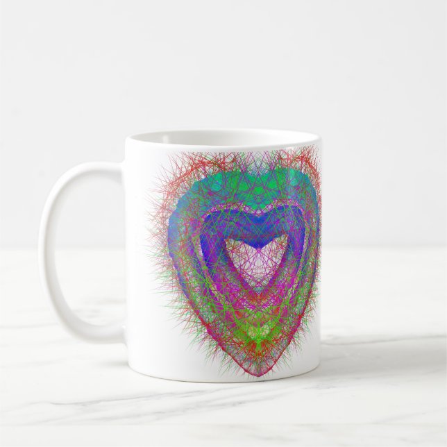 Colourful fun neon Graffiti sparkling heart design Coffee Mug (Left)