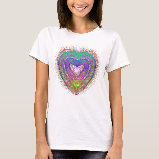 Colourful fun neon Graffiti sparkling heart design T-Shirt (Front)