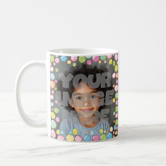 Colourful Fun Pastel Bubble Frame Border for Photo Coffee Mug (Left)