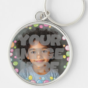 Colourful Fun Pastel Bubble Frame Border for Photo Key Ring
