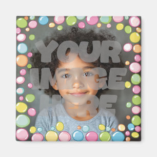 Colourful Fun Pastel Bubble Frame Border for Photo Magnet