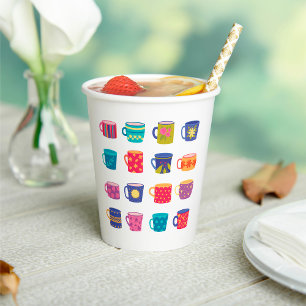 Colourful Fun Patterned Coffee Mug Set Paper Cups