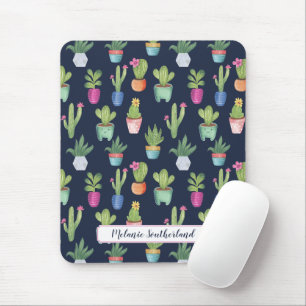 Colourful Fun Potted Plants & Cactus Personalised Mouse Pad