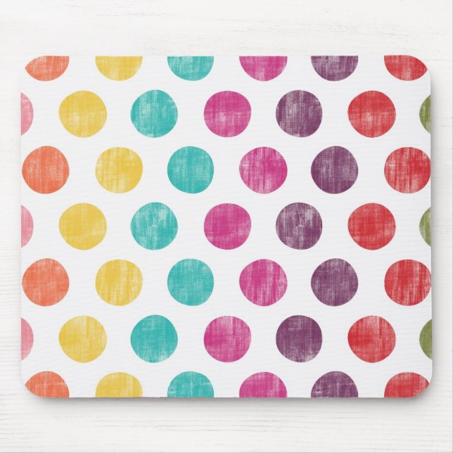 Colourful Fun Retro Polka Dot Pattern Mouse Pad (Front)