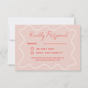 Colourful Fun Retro Whimsical Minimalist Wedding RSVP Card