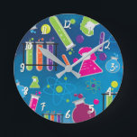 Colourful Fun Science Chemistry Personalised Round Clock<br><div class="desc">Customise with any text.</div>