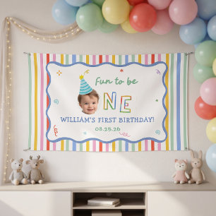 Colourful Fun Striped Birthday Party  Banner