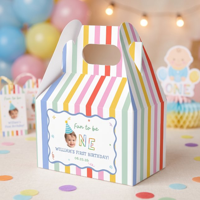 Colourful Fun Striped Birthday Party  Favour Box (Creator Uploaded)