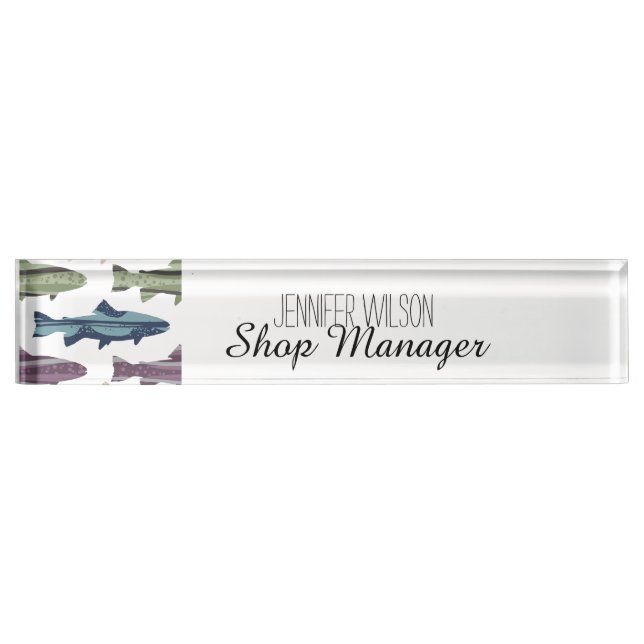 Colourful Fun Trout Fish Pattern Nameplate (Front)