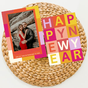 Colourful Fun Typography Happy New Year 2025 Trend Holiday Card