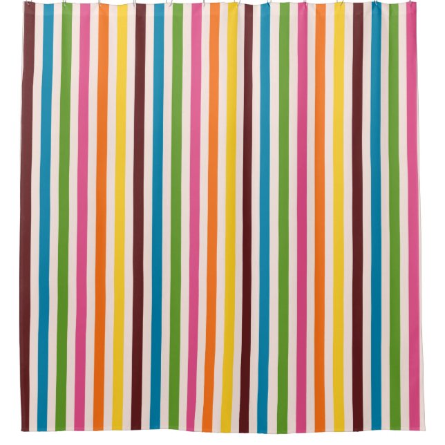Colourful Fun Vertical Stripes Shower Curtain (Front)
