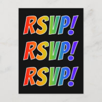Colourful, Fun, Vibrant Rainbow Letters "RSVP!"