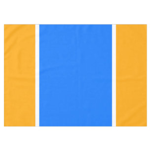 Colourful Fun Wide Bright Blue White Yellow Stripe Tablecloth