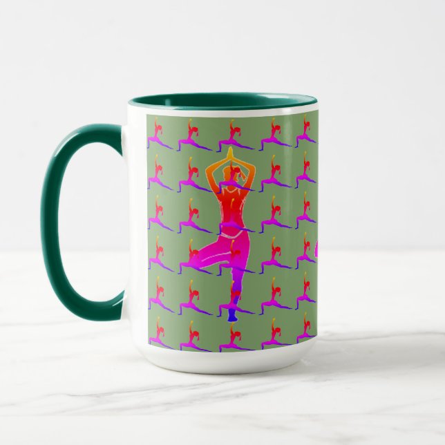 Colourful 'Fun Yoga Design' Combo Coffee Mug/ Cup (Left)
