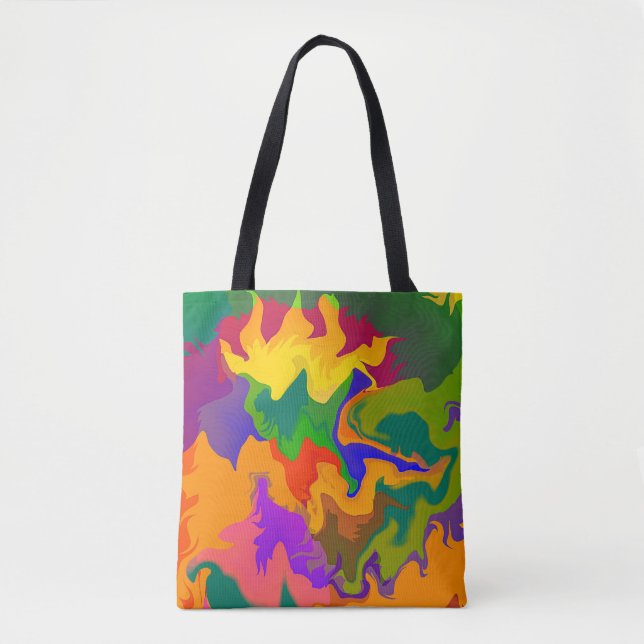 Colourful Funky Abstract Swirly Camouflage Tote Bag (Front)