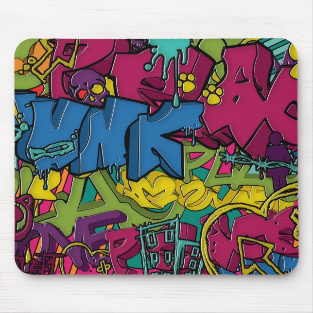Colourful, funky and Urban Graffiti art Mouse Pad (Front)