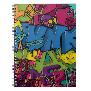Colourful, funky and Urban Graffiti art Spiral Notebook