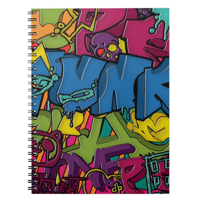 Colourful, funky and Urban Graffiti art Spiral Notebook (Front)