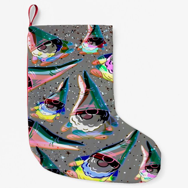 Colourful Funky Christmas Gnome Stocking  (Front)