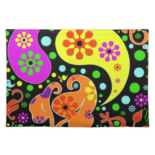 Colourful Funky Flowers And Paisleys Placemats