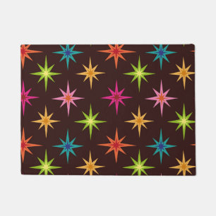 Colourful Funky Mid Century Atomic Starbursts    Doormat