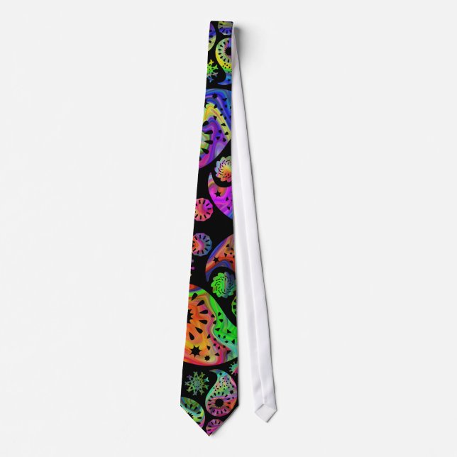 Colourful Funky Paisley Pattern. Tie (Front)