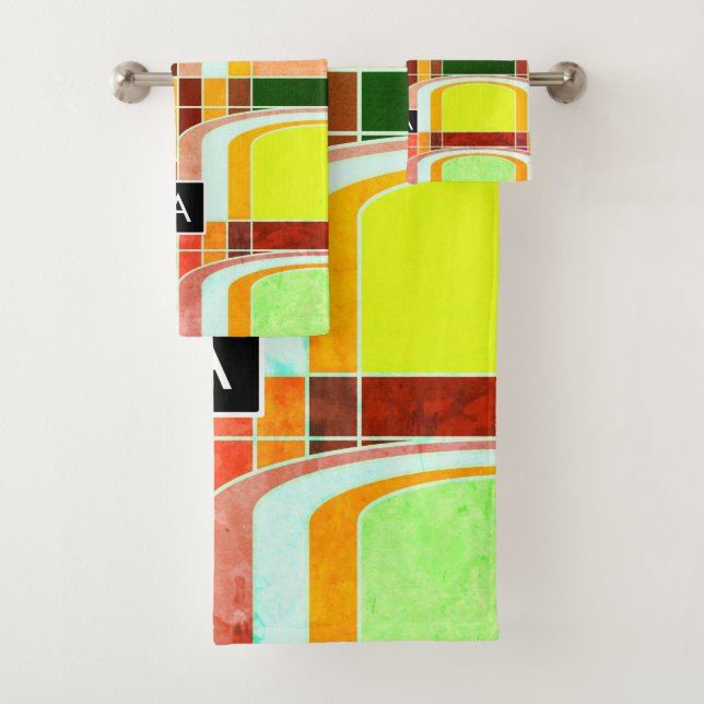 Colourful Funky Retro Inspired Bath Towel Set (Insitu)