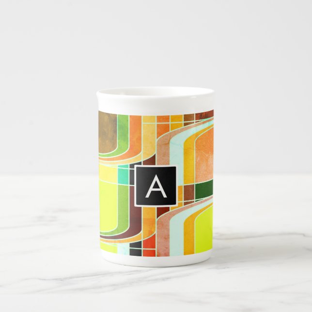 Colourful Funky Retro Inspired Bone China Mug (Front)