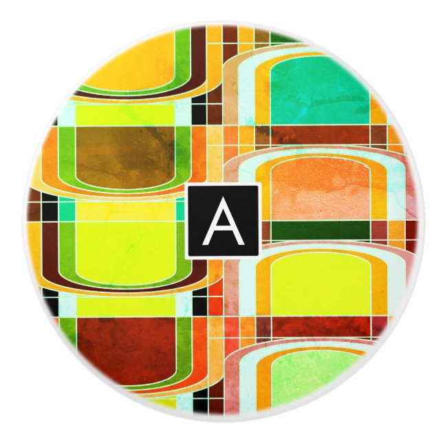 Colourful Funky Retro Inspired Ceramic Knob (Front)