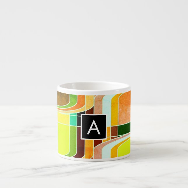 Colourful Funky Retro Inspired Espresso Cup (Front)