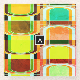 Colourful Funky Retro Inspired Glass Coaster