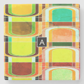Colourful Funky Retro Inspired Stone Coaster