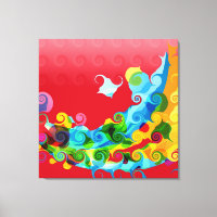 Colourful Funky Retro Swirl Painting Abstract Art