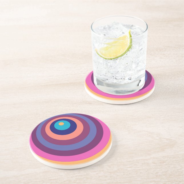 Colourful Funky Stripes Modern Geometric Pattern Coaster (Side)