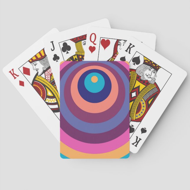 Colourful Funky Stripes Modern Geometric Pattern Playing Cards (Back)