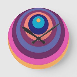Colourful Funky Stripes Modern Geometric Pattern Round Clock