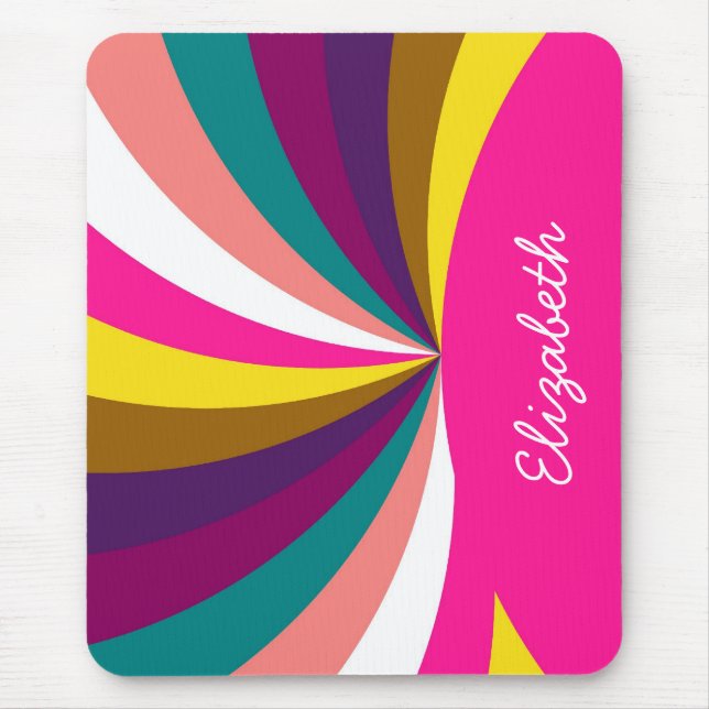 Colourful Funky Stripes Pattern Mouse Pad (Front)