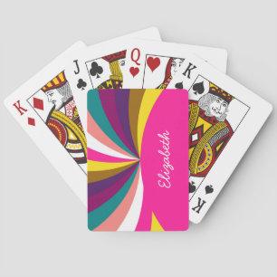 Colourful Funky Stripes Pattern Playing Cards