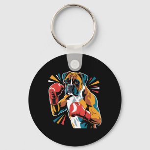 Colourful Funny Boxing Dog Lovers Kickboxing Boxer Key Ring
