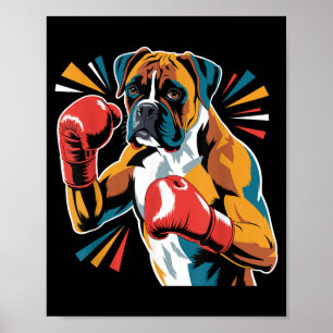 Colourful Funny Boxing Dog Lovers Kickboxing Boxer Poster