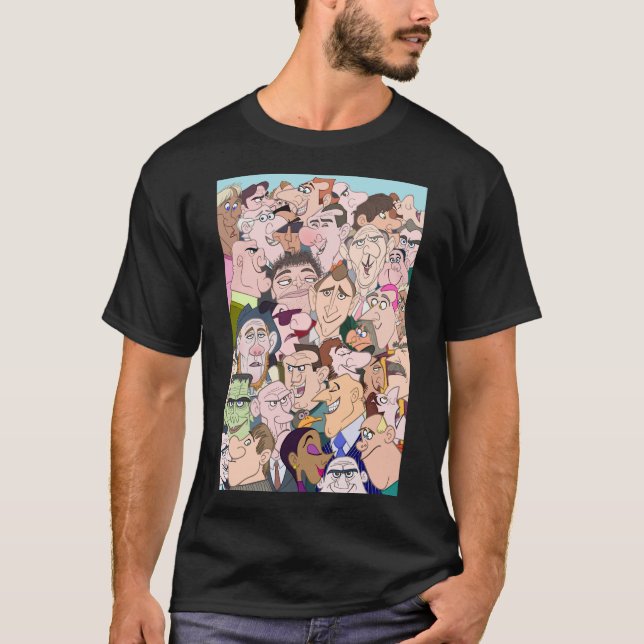 Colourful Funny Cartoon Characters T-Shirt (Front)